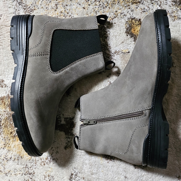 Men's Steve Madden Barker 9 42 Gray Grey Suede Hi Chelsea Round Toe Slipon Boot - Picture 4 of 5